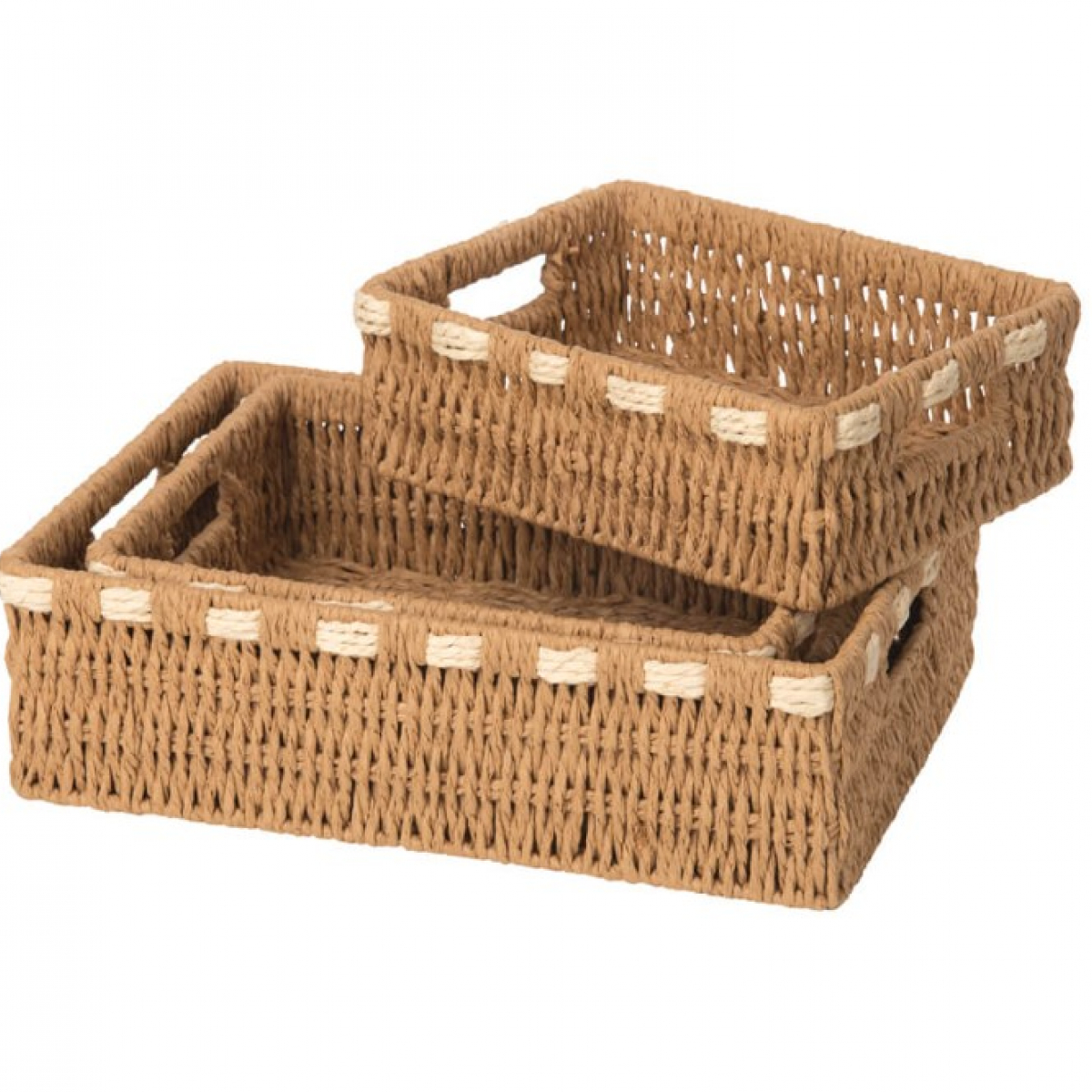 rectangular basket in brown paper rope - PM