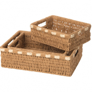 rectangular basket in brown paper rope - PM